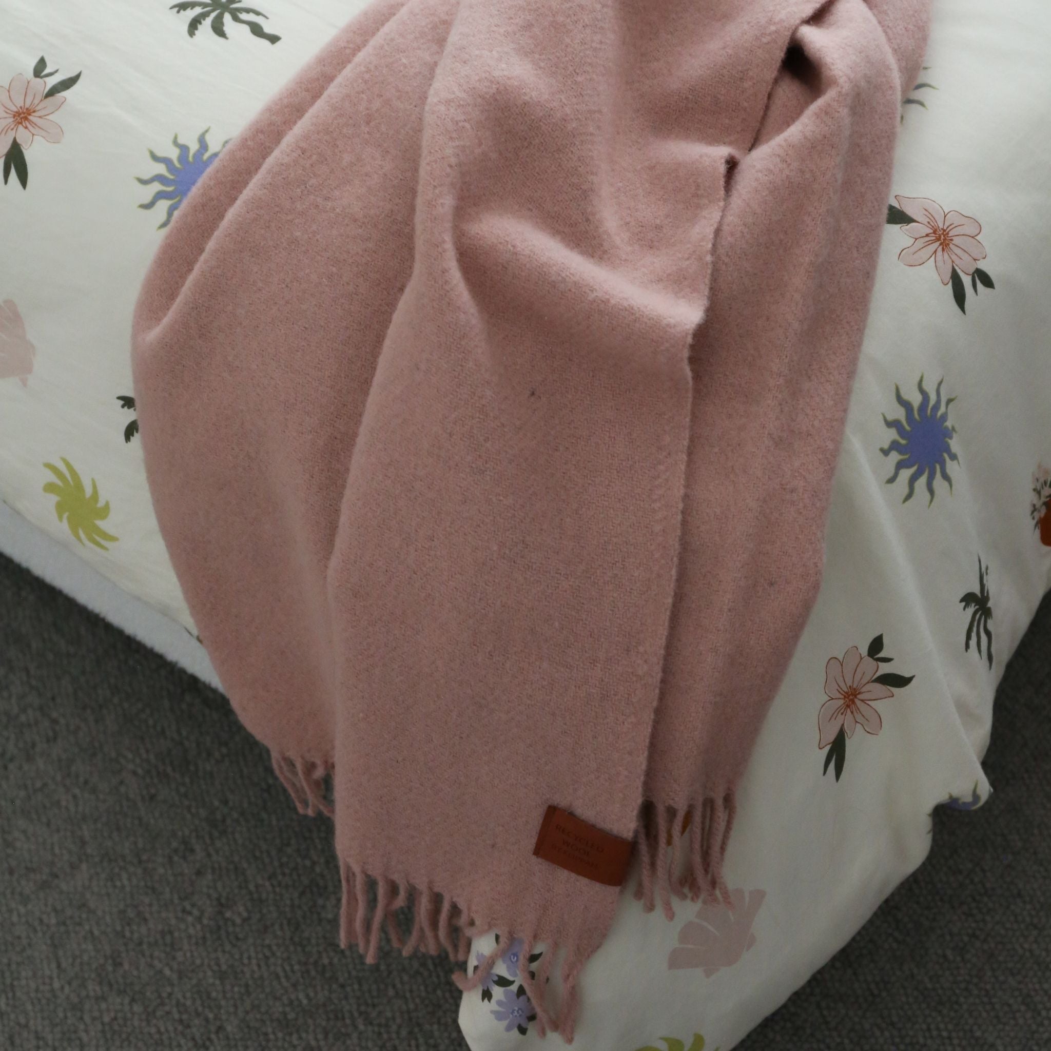Pink Wool Throw Blanket - Image 2